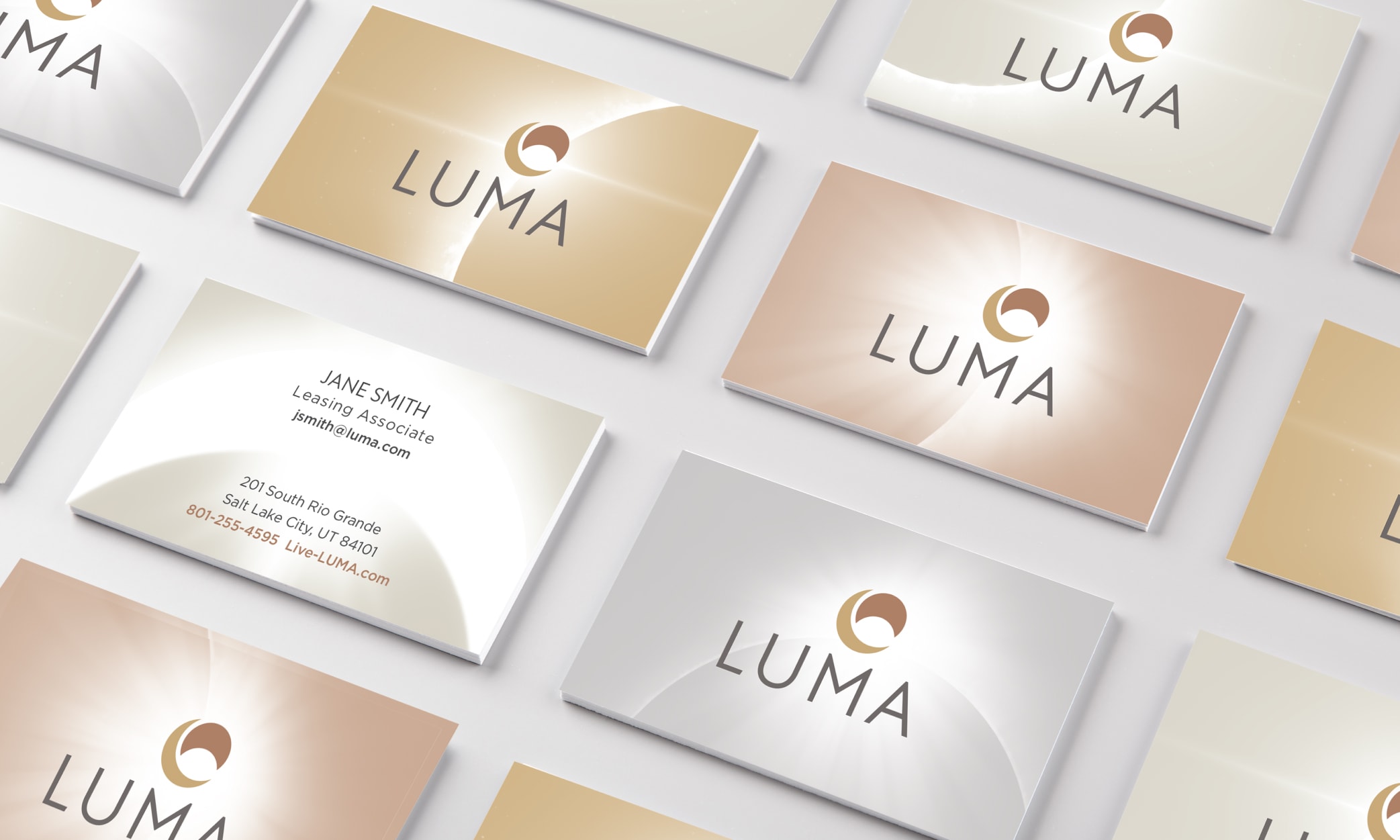 An array of LUMA business cards